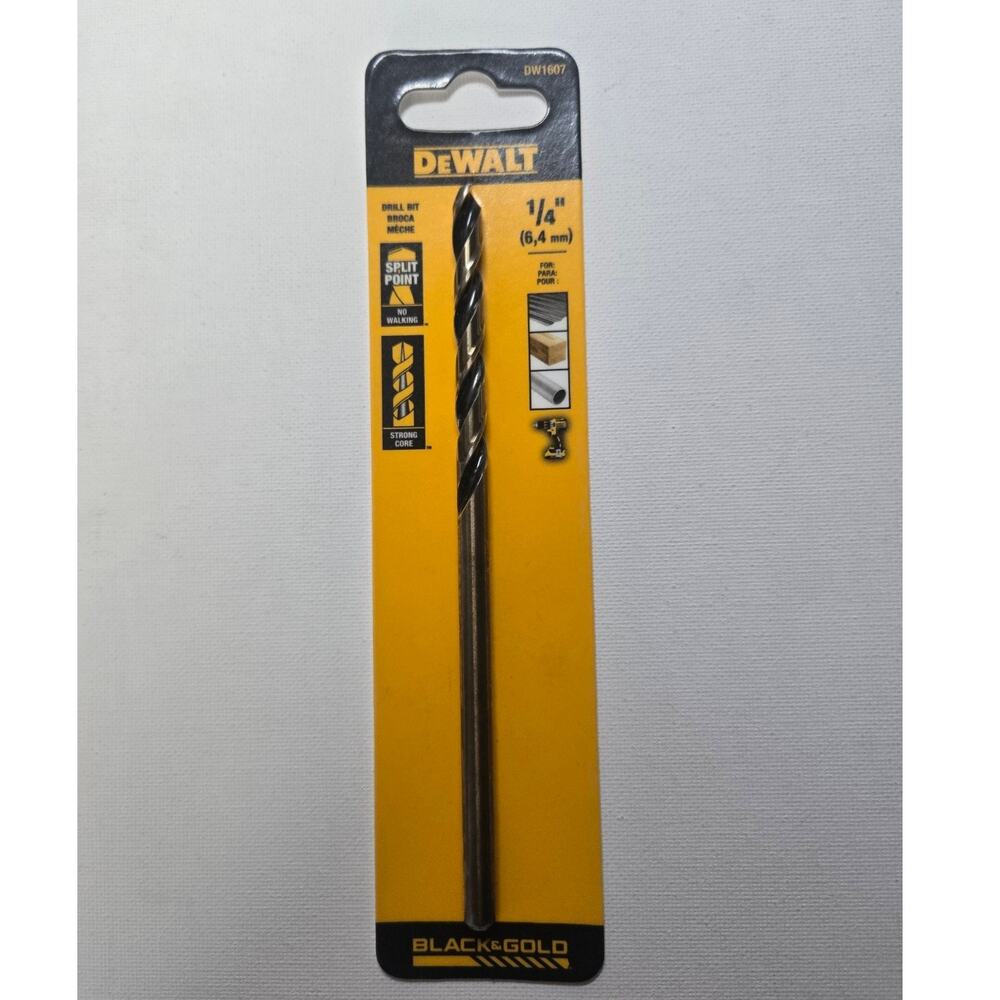 DEWALT DW1607 1/4" x 6" Black & Gold Split Point Drill Bit NEW